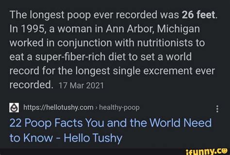 The Longest Poop Ever Recorded Was 26 Feet In 1995 A Woman In Ann