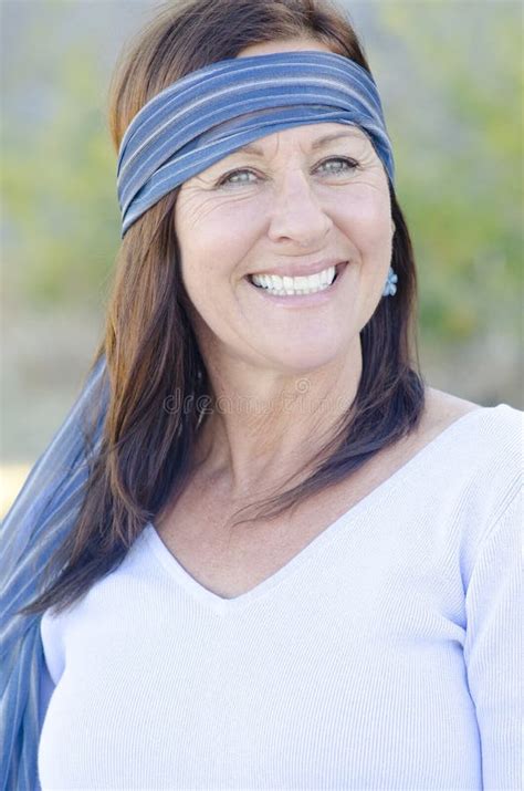 Portrait Attractive Happy Mature Woman Outdoor Stock Photo Image Of