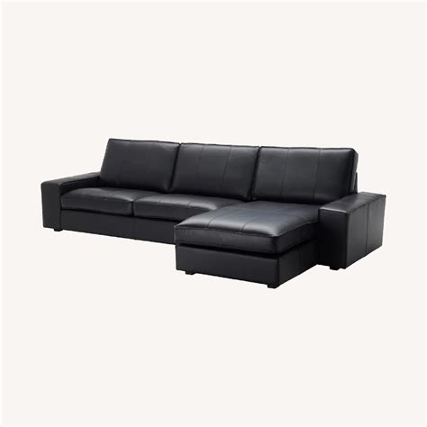 IKEA Brown Leather Sofa + Chaise - AptDeco