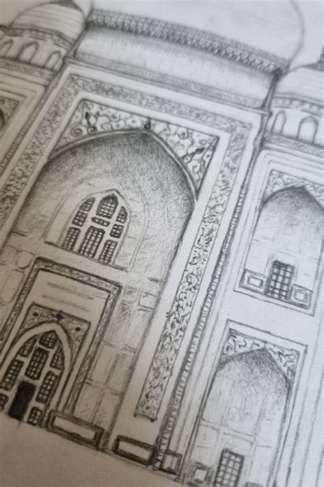 Taj Mahal Pencil Sketch Non Completed Version