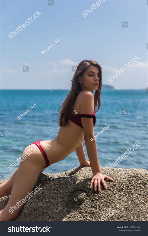 Beautiful Sexy Woman Bikini Posing On Stock Photo 1110077372 Shutterstock