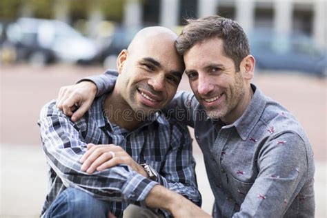 Happy Gay Homosexual Couple In Love Stock Photo Image Of Positive Loving