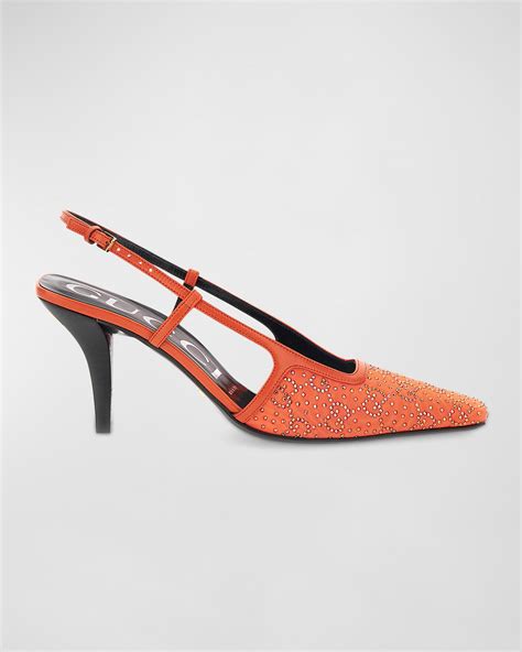 Giambattista Valli Suede Crystal Heel Slingback Pumps Neiman Marcus