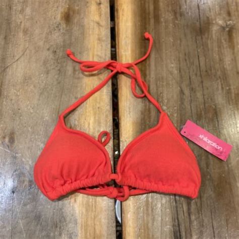 Womens Xhilaration Red French Terry Triangle Bikini Top Size Small NWT EBay