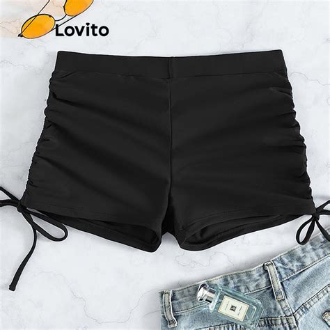 Trendy Lovito Casual Bikini Bottoms Plain Drawstring Bikini Bottom For Women Lnl Shopee
