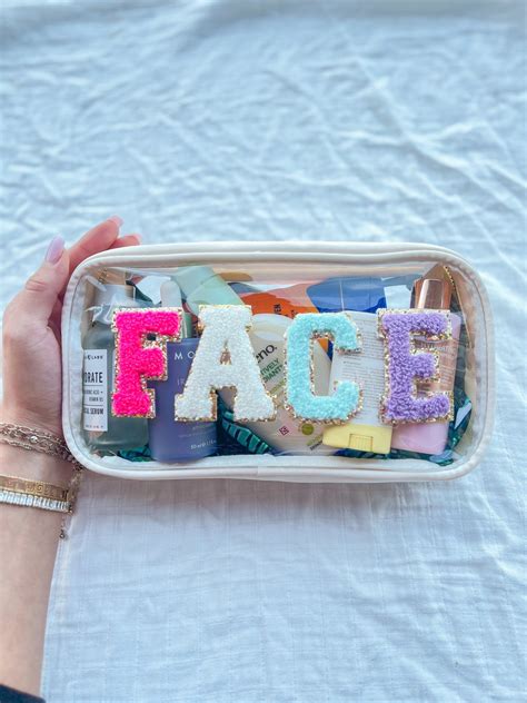 Beach Sun Swim Bag Bikini SPF Clear Pouch Bag Clear Letter Patch Hair Pouch Bag Face And