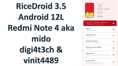 RiceDroid 3 5 Android 12L Redmi Note 4 Mido Raw Review By