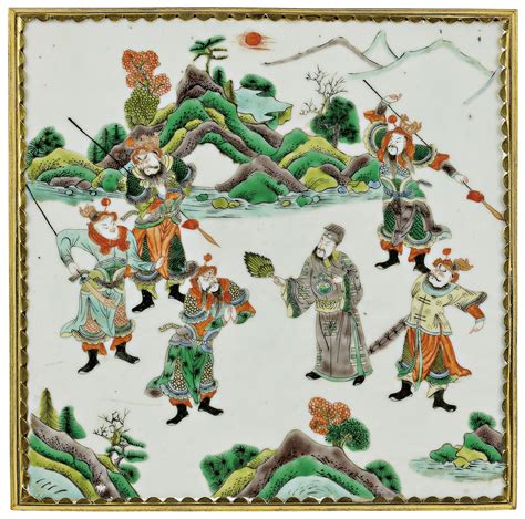 Six Chinese Famille Verte Plaques Kangxi Period Christie S