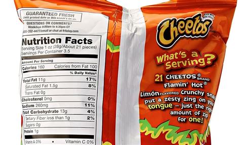 Hot Cheetos Nutrition Facts Label Labels Images And Photos Finder