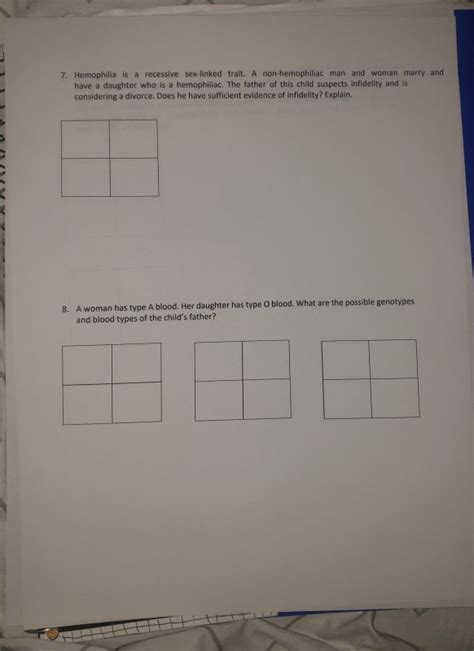 Solved 7 Hemophilia Is A Recessive Sex Linked Trait A Chegg