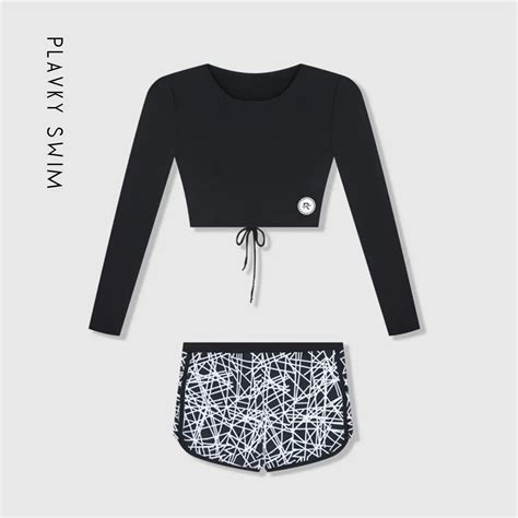 Conjunto De Bikini Con Camiseta De Manga Larga Para Mujer Ba Ador Deportivo Sexy Ropa De Ba O