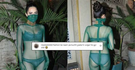 Uorfi Javed Crosses All Boundaries Wears Green Lingerie With Nothing But A Sheer Cover