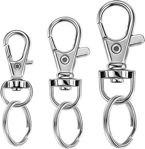 Set Silver Keychain With Key Rings Swivel Clasps Lanyard Snap Hook