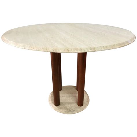 Post Modern Italian Travertine and Wood Dining Table, Italy, 1980s at 1stDibs