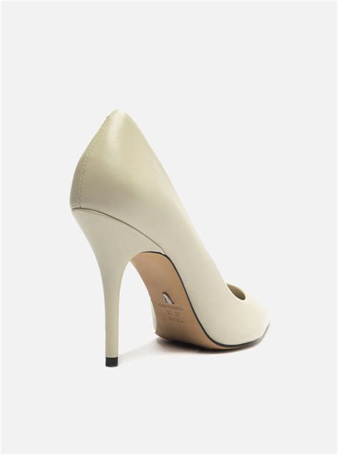 Scarpin Nude Arezzo Couro Salto Alto Fino Bico Fino Zz Mall