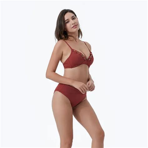 Wireless Swimsuit Supplier Two Piece Bikini Custom Bathing Suit Chain Swimwear Swimsuit And