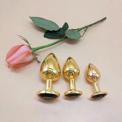 L SML SET Plug Anal Rond En Métal Pour Femmes Et Hommes Tailles Plaqué Or Cristal