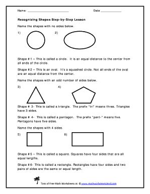 fillable  recognizing shapes step  step lesson kindergarten