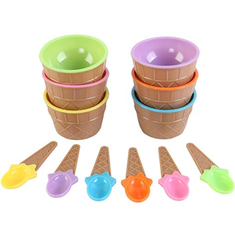1 Set Ice Cream Bowl Spoon Clear Slime Fluffy Polymer Clay Box Bowl