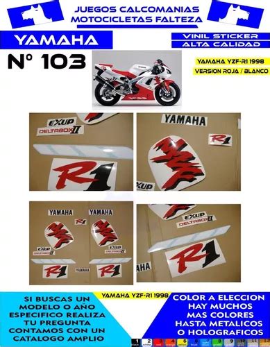 Calcomanias Yamaha R1 1998 Kit De Stickers Moto Reflejantes En Venta En