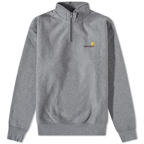 Carhartt Wip Half Zip American Script Sweat Dark Grey Heather End Gb