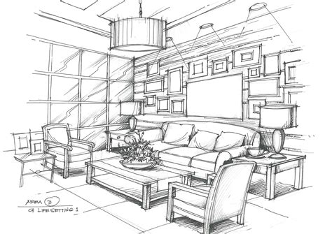 Living Room Interior Sketch - 67 photo