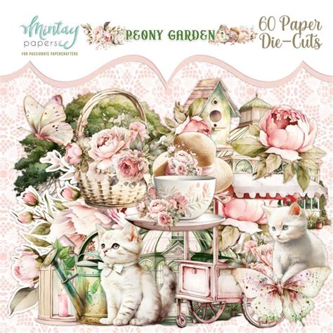 mintay ephemera die cut elements peony garden