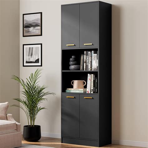 Kitchen Pantry Cabinet, 75" Tall Wood Storage Cabinet with Doors and