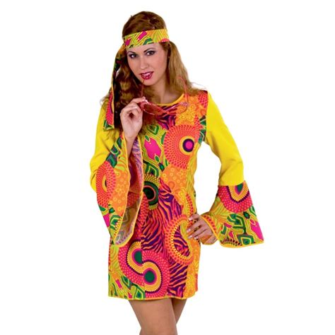 Hippie Kost M Mrs Orange F R Damen Hippie Kleid