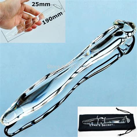 W Long Sheer Pyrex Glass Dildo Crystal Fake Penis Anal Butt Plug Sex Toys Female Male Gay
