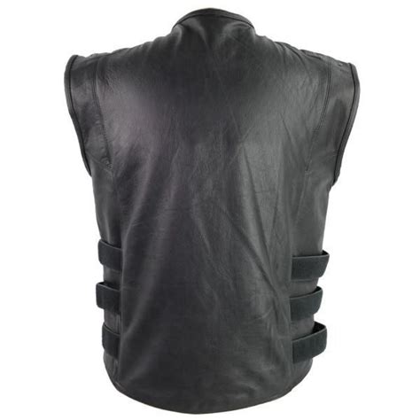 Mens Tactical Bullet Proof Style Naked Cowhide Leather Vest Austin Leather