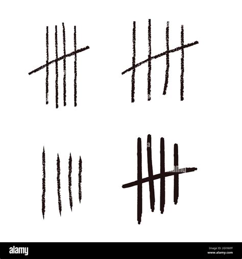 Tally Marks Lines Or Sticks Hand Drawn Isolated On White Background