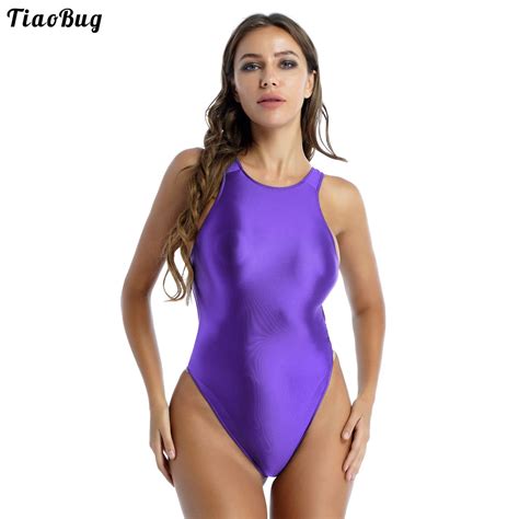 Tiaobug Maillot De Bain Une Pi Ce Couleur Unie Brillant D Coup