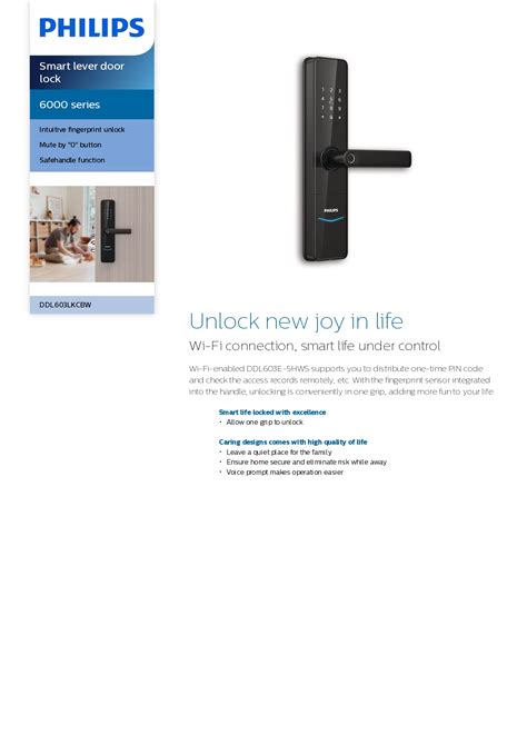 Philips EasyKey 603E Smart Lever Digital Door Lock - Security System Asia