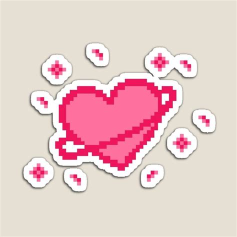 Pink Cosmic Pixel Heart Planet Sticker For Sale By PixelArtPlanet