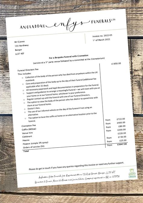How Much Does It Cost Angladdau Enfys Funerals Ltd