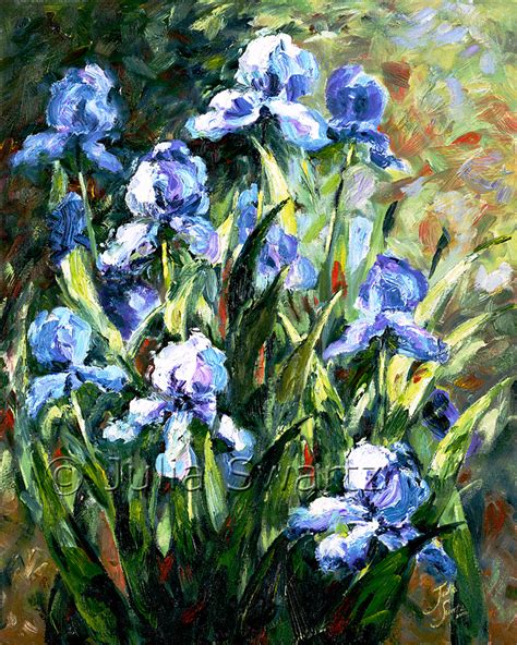 Blue Iris Flower Oil painting