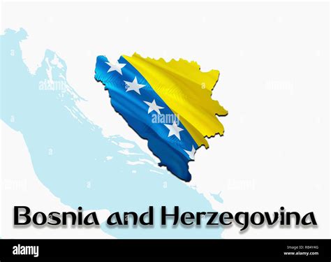 Flag Map of Bosnia and Herzegovina. 3D rendering Bosnia and Herzegovina ...