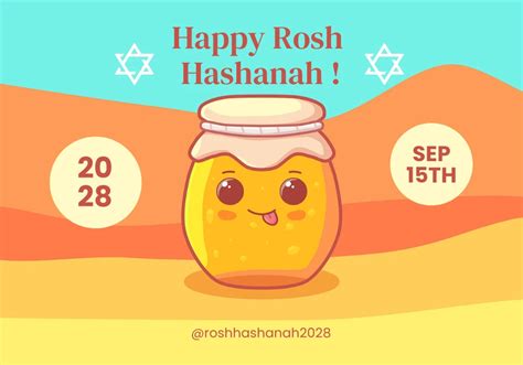 Colorful Playful Happy Rosh Hashanah Card Venngage