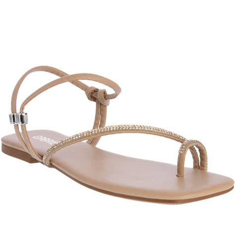 Sand Lia Rasteira Gabriela Tiras Cruzadas Strass Nude