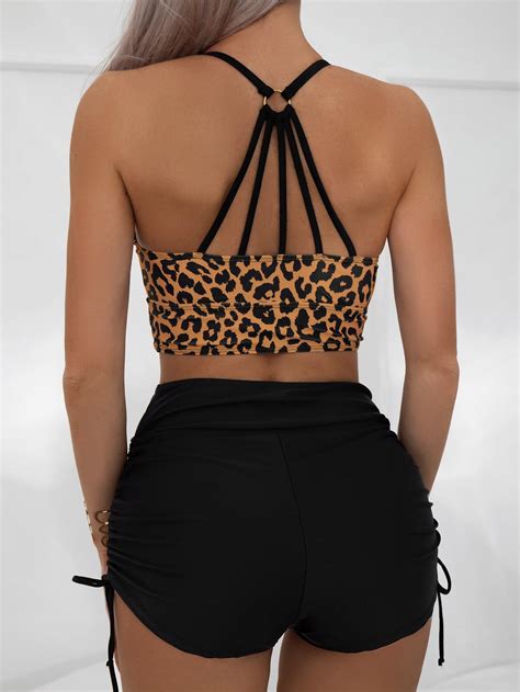 Ensemble 2 pièces Bikini léopard avec short VERONICA