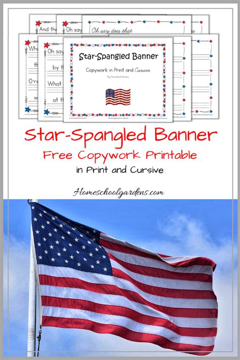 Star Spangled Banner Copywork Free Printable Homeschool Gardens