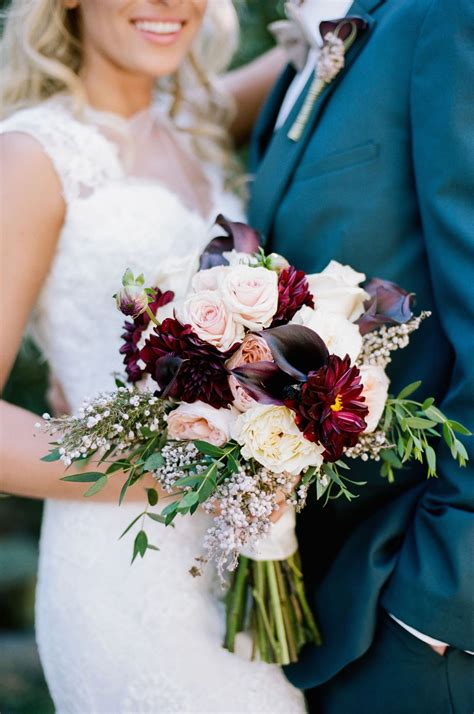 Modern Burgundy And White Weddingflowers Plum Wedding Bridal