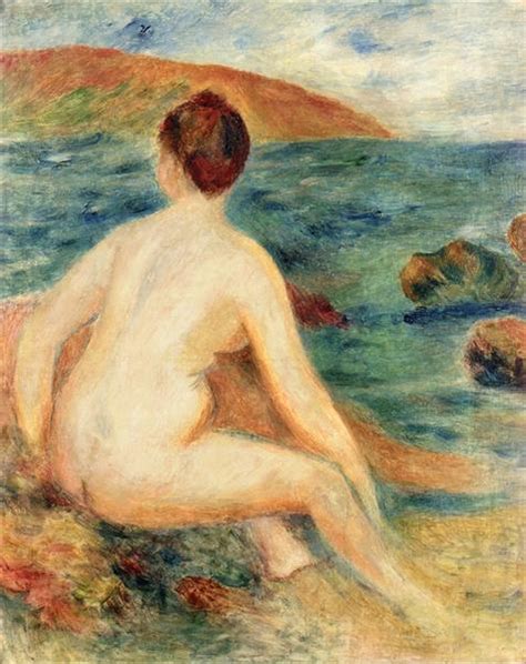 Nude Bather Seated By The Sea 1882 Pierre Auguste Renoir WikiArt Org