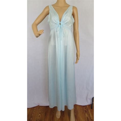 Miss Elaine Intimates Sleepwear Vintage Nightgown Blue Miss Elaine Lingerie Pj Sexy Dress