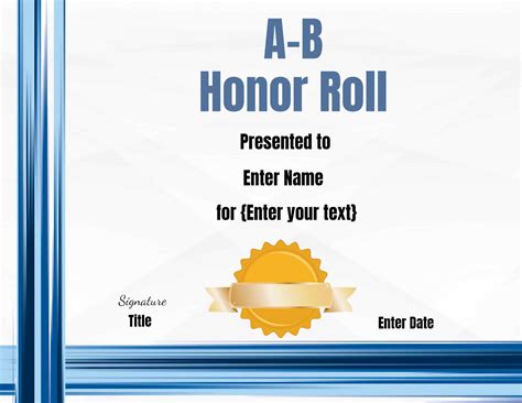 Free Honor Roll Certificate Templates Customize Online