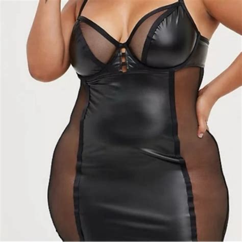 Torrid Intimates Sleepwear Black Mesh And Leather Lingerie Slip Poshmark