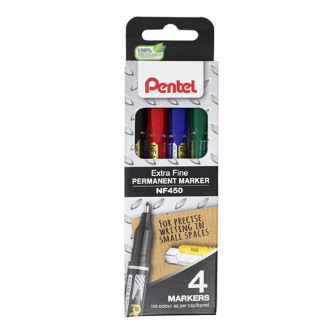 סט 4 טושים פרממנטיים דקים Pentel NF450 1.2mm