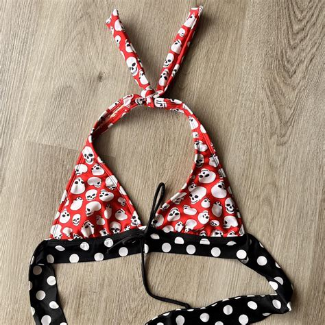 Vintage Goth Trunkettes Skull Bikini Top Made In Depop
