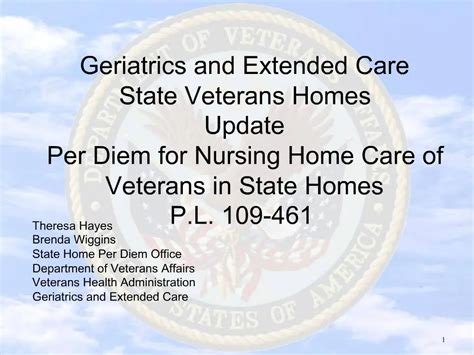 PPT - Geriatrics and Extended Care State Veterans Homes Update Per Diem ...